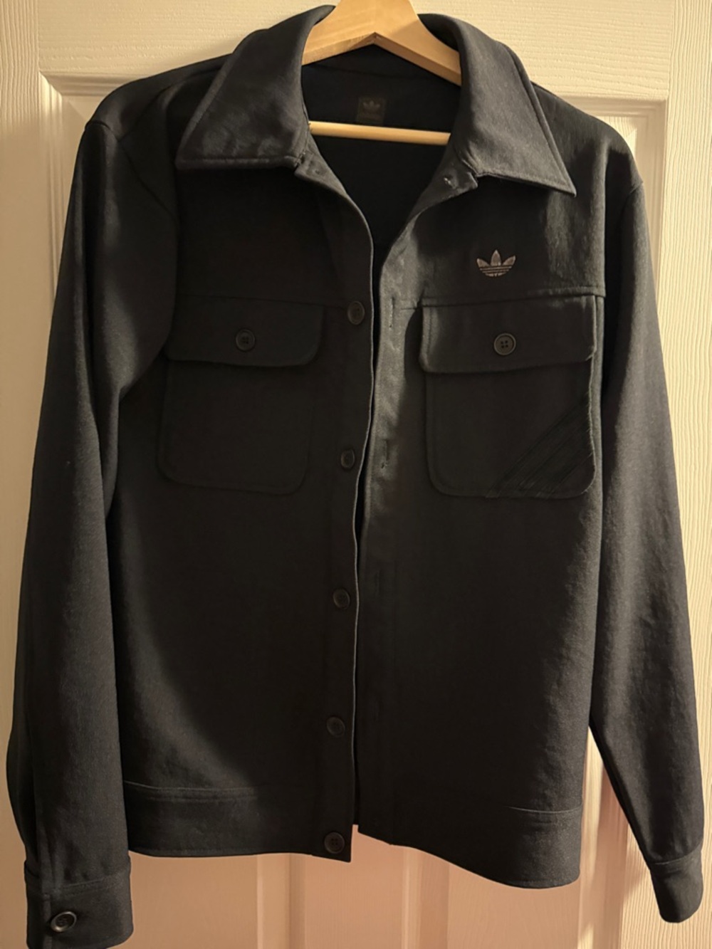 adidas Men’s Black Lightweight Shirt Jacket with Chest Pockets